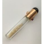 An unusual gold mounted scent bottle with hinged t