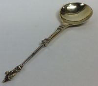 An Antique silver gilt Dutch spoon. Punched to bas