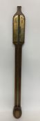 A brass mounted and mahogany stick barometer with