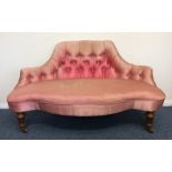 An attractive pink velvet bedroom settee on taperi