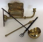 A small Antique brass box together with a toasting