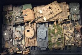 A box containing AIRFIX and other model tanks. Est