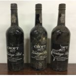 3 x 75cl bottles of Croft 1977 Vintage Port. (3)