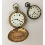 A large gilt Swiss pocket watch together with a si