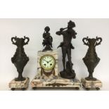 An attractive marble and slate clock garniture dec