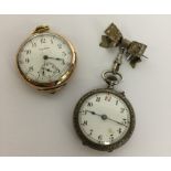 A lady's Waltham gold plated fob watch together wi