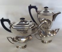 A good quality Edwardian silver four piece tea and