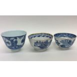 A Chinese blue and white tea bowl together with on
