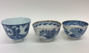 A Chinese blue and white tea bowl together with on