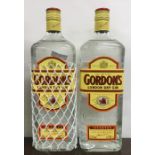 Two x 1 litre bottles of Gordon's London Dry Gin. (2)