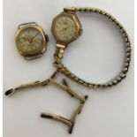 Two ladies' gold wristwatches. Approx. 14.9 grams.
