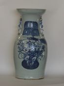 A Chinese blue and white tall baluster shaped vase