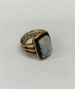 A good Antique hard stone cameo ring with openwork