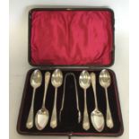 A heavy set of six silver coffee spoons together w