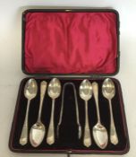 A heavy set of six silver coffee spoons together w