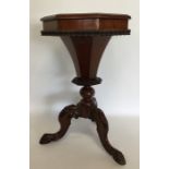 A good quality mahogany octagonal sewing box with