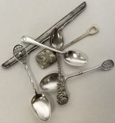 A Chinese silver teaspoon together with other cutl