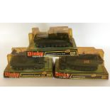 DINKY: Three various die-cast metal tanks in packa