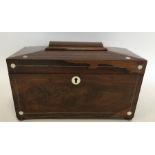 A good rosewood and MOP tea caddy with fitted inte