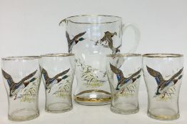 An attractive five piece lemonade set painted with