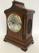 A good quality Edwardian bracket clock, the silver