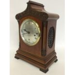 A good quality Edwardian bracket clock, the silver