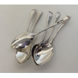 A set of six OE pattern silver coffee spoons. Shef