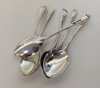 A set of six OE pattern silver coffee spoons. Shef