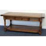 A good oak single drawer plank top occasional tabl