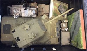 A box containing AIRFIX and other model tanks. Est