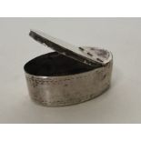 An oval bright cut Georgian silver snuff box with