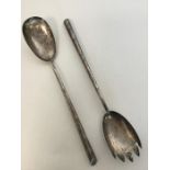 A pair of silver salad servers. Birmingham. By JG&