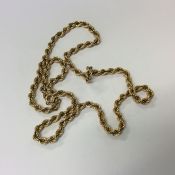 A 9 carat rope twist neck chain. Approx. 6 grams.