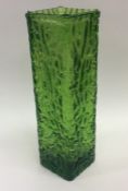 A Whitefriars style green glass square shaped moul