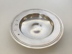 A heavy silver armada dish. Approx. 89 grams. Est.