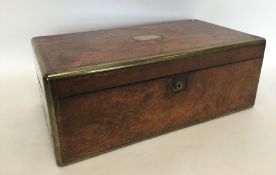 A good Antique walnut and brass inlaid travelling