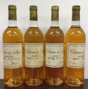Four x 75cl bottles of Château du Segur Barsac, Grand Vin de Sauternes 1986
