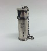 A Continental Antique silver cylindrical bottle wi