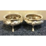 A good pair of Victorian silver salts with gadroo
