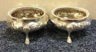 A good pair of Victorian silver salts with gadroo