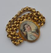 An Antique gold bracelet, the panel decorated with