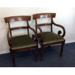 A pair of Georgian carver chairs on turned support