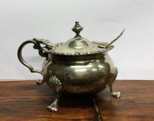 A small silver Edwardian mustard with gadroon rim