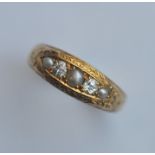 An attractive pearl and diamond boat shaped mourni