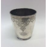 A Russian silver goblet with bright cut decoration