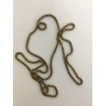 A 9 carat belcher link half guard chain with barre