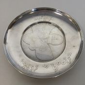 A novelty silver pin dish depicting Puss In Boots.