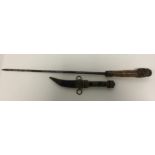 An Antique tapering sword stick mount with steel b