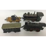 Four Continental mechanical painted trains and car