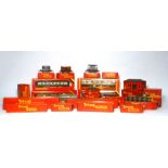 A mixed group of Hornby Railways OO gauge rolling stock including wagons, signal box,
